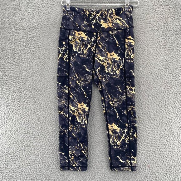 Constantly Varied Gear Leggings Womens Extra Small Black Gold Marble Capri CVG - Picture 1 of 11
